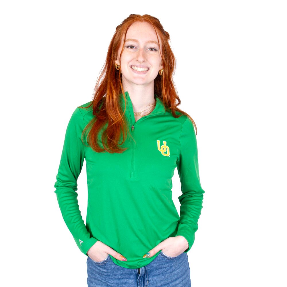 Interlocking UO, Antigua, Green, Pullover, Polyester, Women, Tribute, 1/2-zip, Sweatshirt, 953916